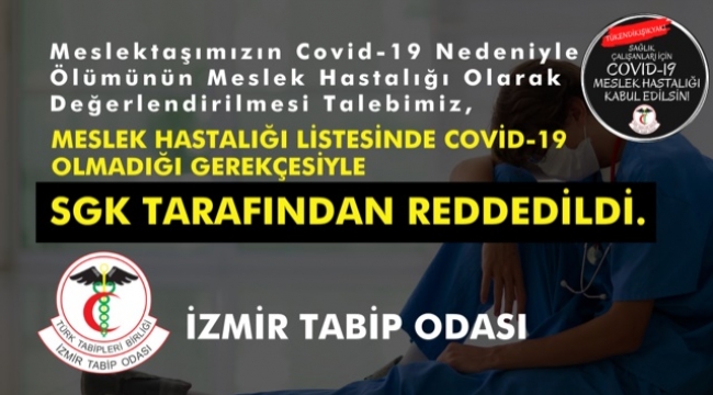 İzmir Tabip Odası: Covid-19 Meslek Hastalığı Kabul Edilsin
