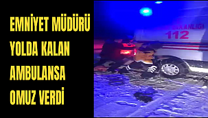 EMNİYET MÜDÜRÜ YOLDA KALAN AMBULANSA OMUZ VERDİ