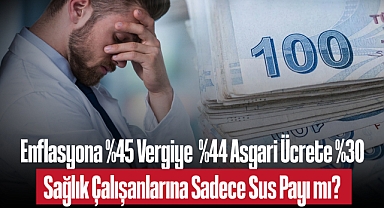 Enflasyona %45, Vergiye %44, Asgari Ücrete %30; Sağlık Çalışanlarına Sadece Sus Payı mı?